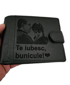 portofel negru cu capsa Te Iubesc Bunicule