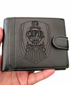 portofel negru cu capsa logo fotbal CFR