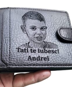 Portofel din piele personalizat Tati te iubesc!