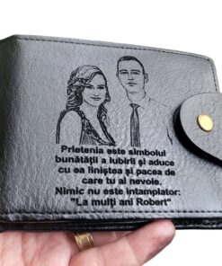 Portofel personalizat negru Prietenia