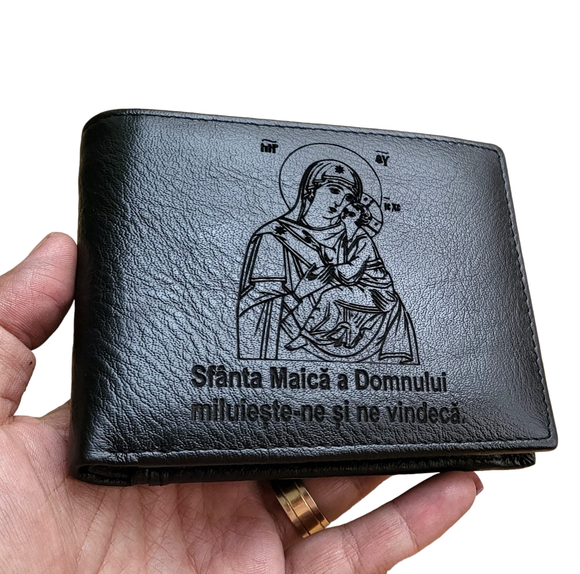 Portofel Personalizat piele naturala, fara capsa, negru 1