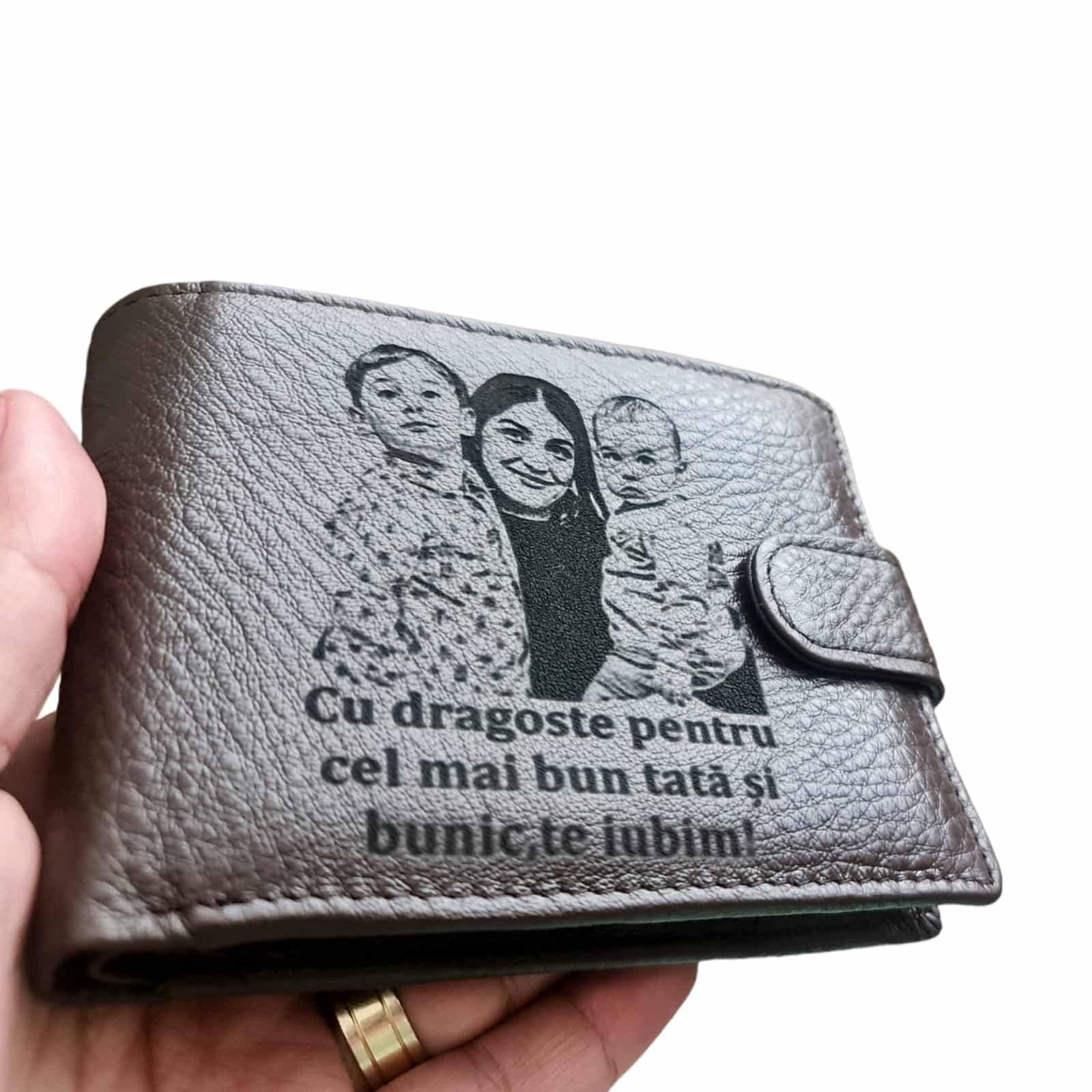 portofel maro cu capsa piele natural Cu Dragoste