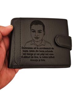 portofel personalizat negru cu capsa Ocroteasca