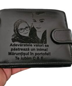 portofel negru cu capsa Adevaratele valori Te iubim
