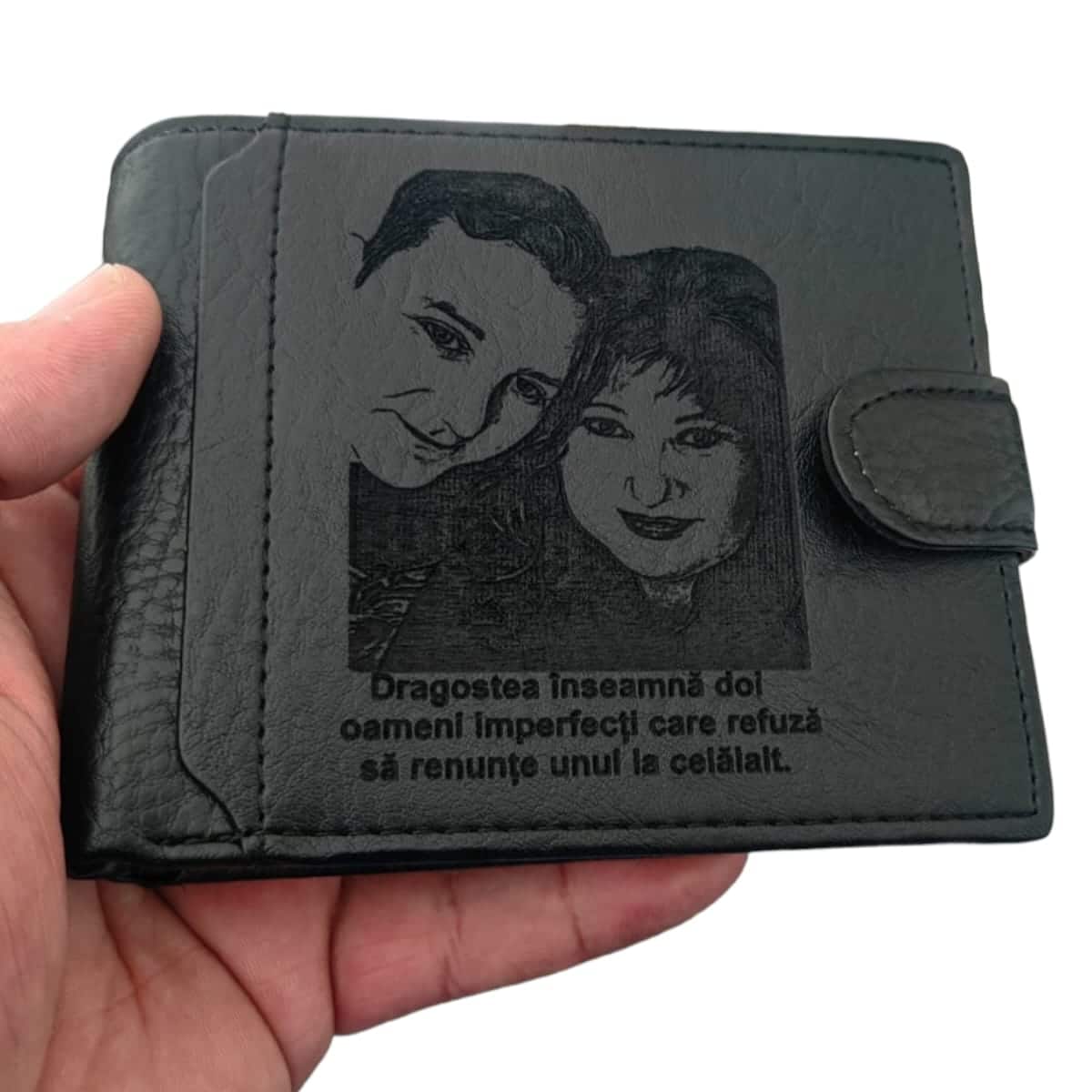 portofel personalizat negru cu capsa Sa renunte
