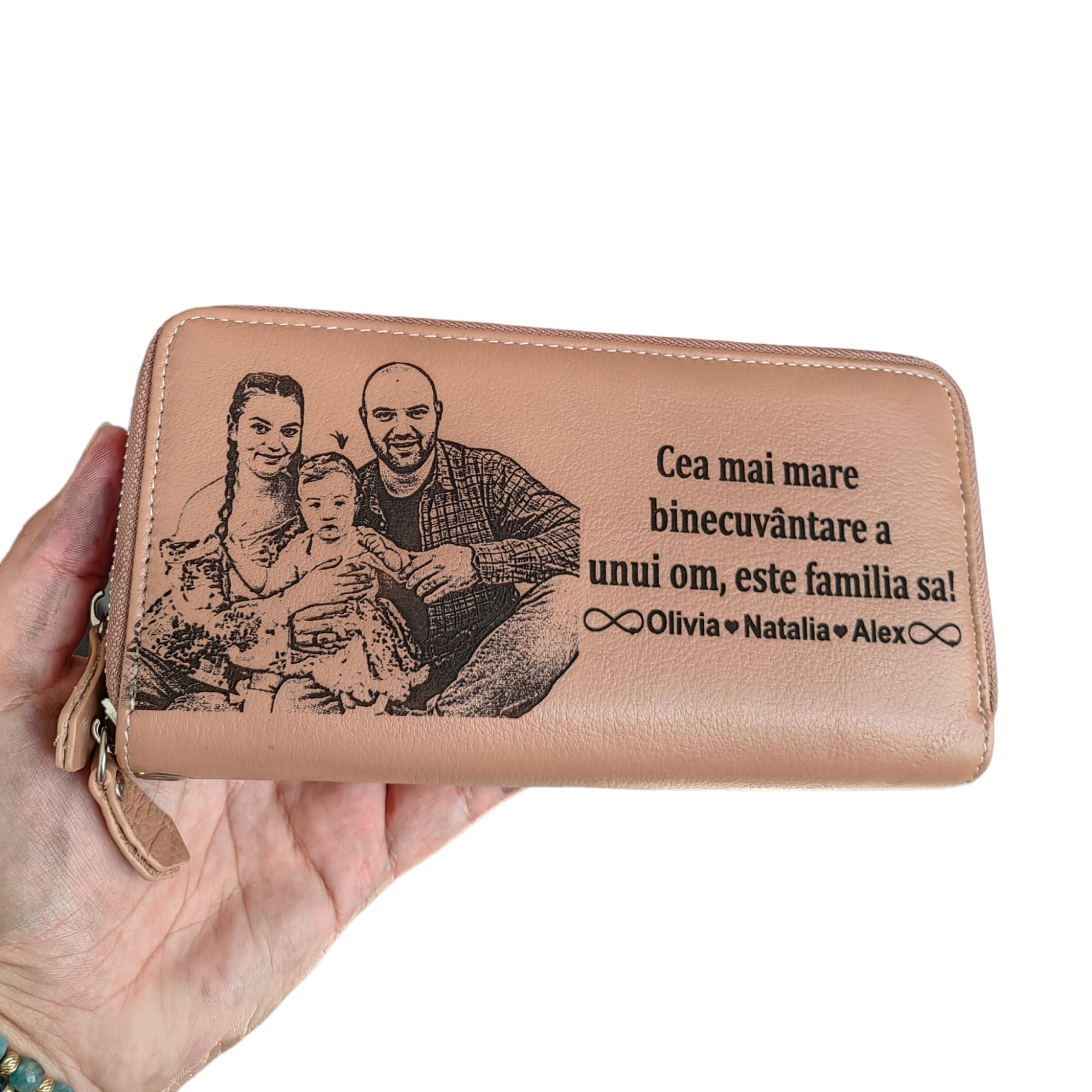 portofel dama rose cu fermoar piele naturala Cea mai mare binecuvantare