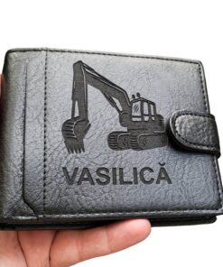 Portofel negru personalizat Excavator