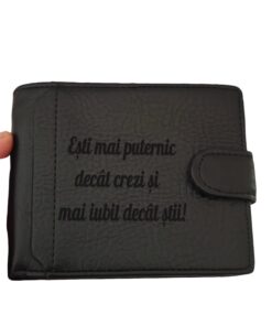 portofel personalizat negru cu capsa PuterniC