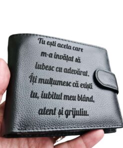 portofel negru cu capsa Iubesc adevarul