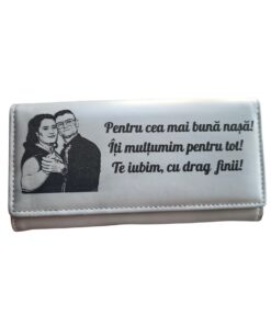 cadou personalizat portofel dama beige Cu drag finii