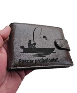 portofel maro cu capsa piele naturala Pescar Profesionist