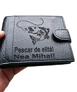 portofel negru cu capsa pescar