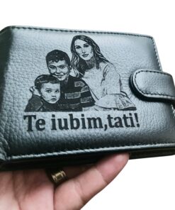 Portofel barbatesc cu imagine si scris din piele naturala