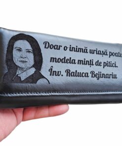 Portofel dama piele naturala negru inima uriasa