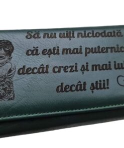 Portofel dama verde piele naturala Sa nu uiti niciodata