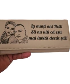 portofel dama beige piele naturala La Multi Ani