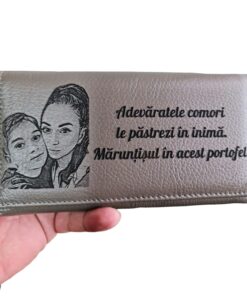 Portofel dama personalizat Gri Adevaratele comori