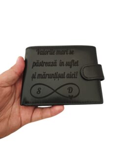 portmoneu barbat din piele personalizat cu poza si text