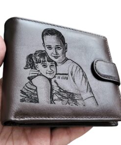 portofel maro cu capsa piele naturala personalizat cu poza