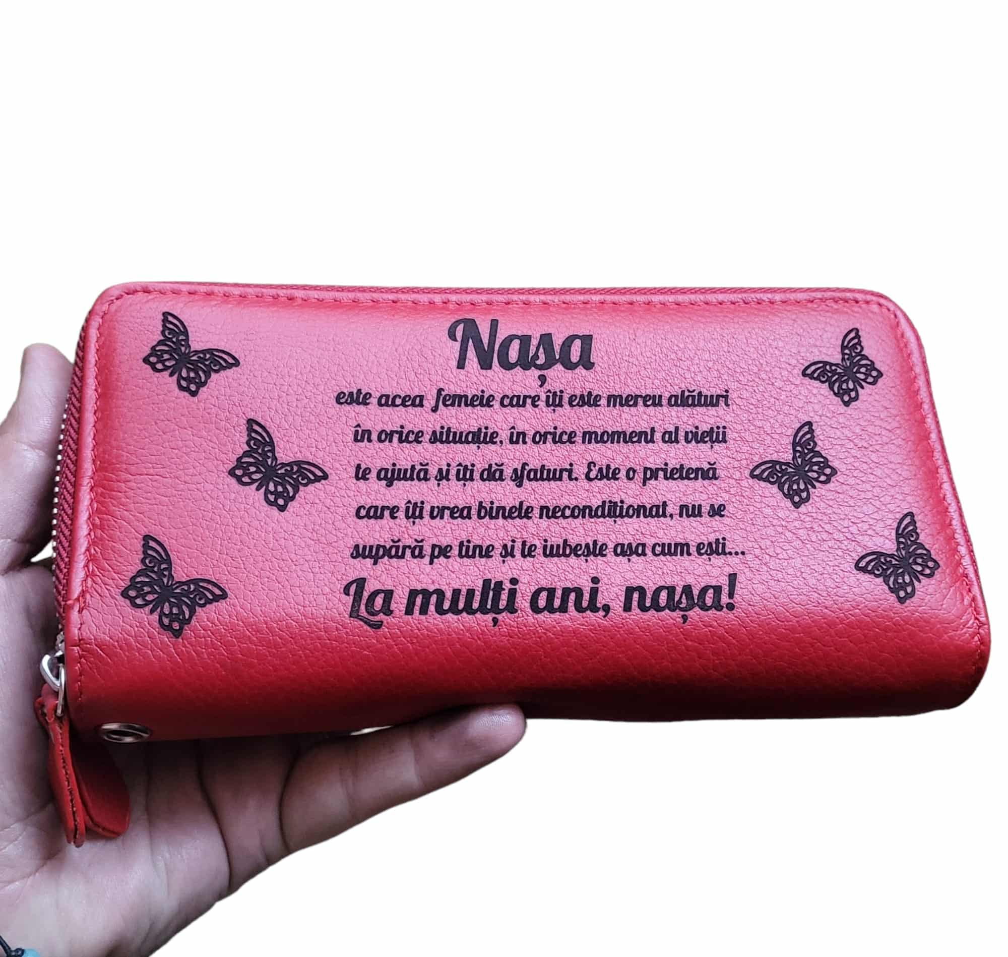 Portofel dama rosu cu fermoar Nasa