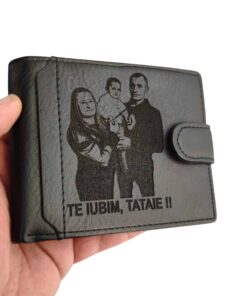 portofel negru cu capsa Te iuib tataie