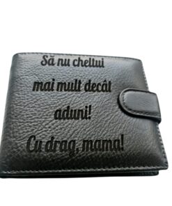portofel negru cu capsa piele naturala Sa nu cheltui