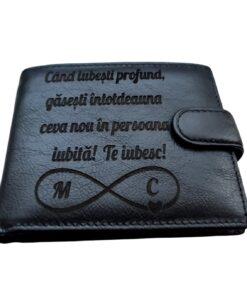 portofel piele naturala negru cu capsa Cand iubesti profund
