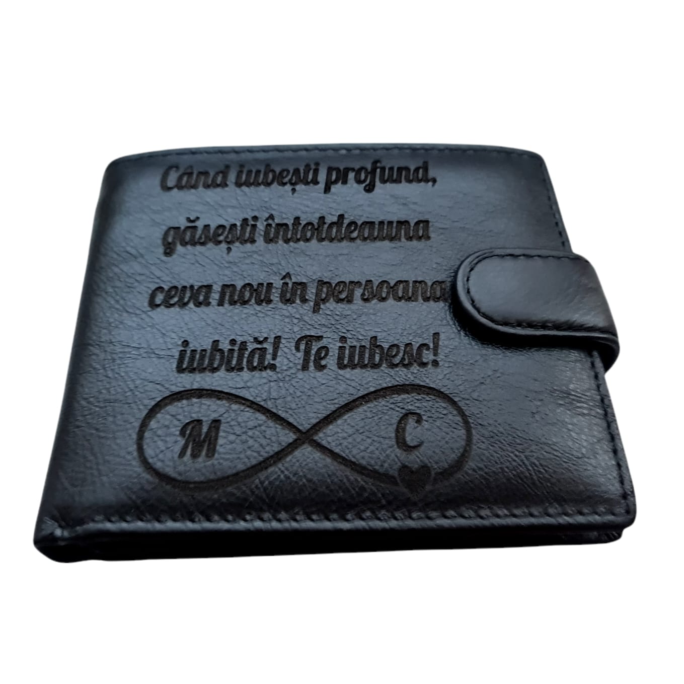 portofel piele naturala negru cu capsa Cand iubesti profund