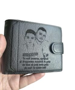 portofel negru cu capsa Tu Esti Puterea.