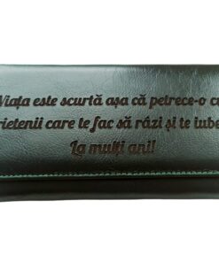Portofel dama verde personalizat Viata este scurta