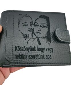 portofel negru cu capsa personalizat cu text
