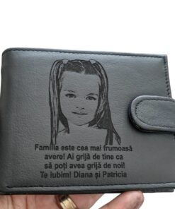 portofel barbat personalizat negru cu capsa Familia