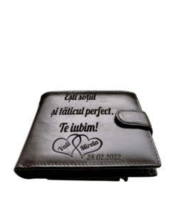 Portofel Personalizat 'Esti Sotul', barbati, piele naturala, maro