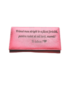 Portofel Personalizat 'Primul meu', dama, piele naturala, rosu