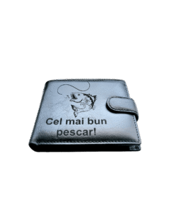 Portofel Personalizat 'Cel mai bun pescar', barbati, piele naturala, negru