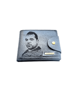 Portofel Personalizat cu poza e3, barbati, piele , cu capsa, negru
