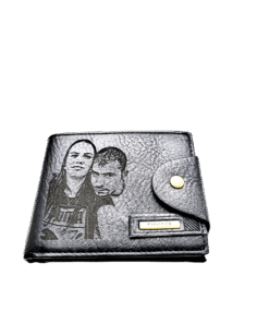 Portofel Personalizat cu poza e4, barbati, piele , cu capsa, negru
