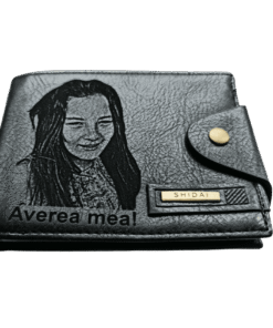 Portofel Personalizat 'Averea mea', barbati, piele , cu capsa, negru