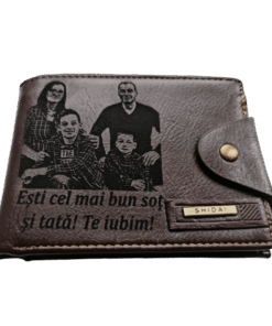 Portofel Personalizat 'Esti cel mai bun sot', barbati, piele, cu capsa, maro