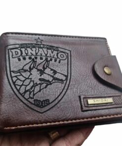Portofel Personalizat 'Fotbal Club DINAMO Bucuresti', barbati, piele , cu capsa, maro