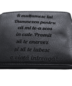 Portofel Personalizat Ii multumesc  barbati, piele, cu capsa, negru