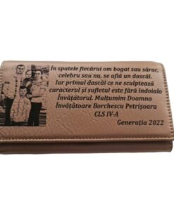 Portofel Personalizat 'In spatele fiecarui om', dama, piele naturala, maro