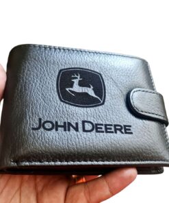 Portofel Personalizat 'John Deere', barbati, piele naturala , maro