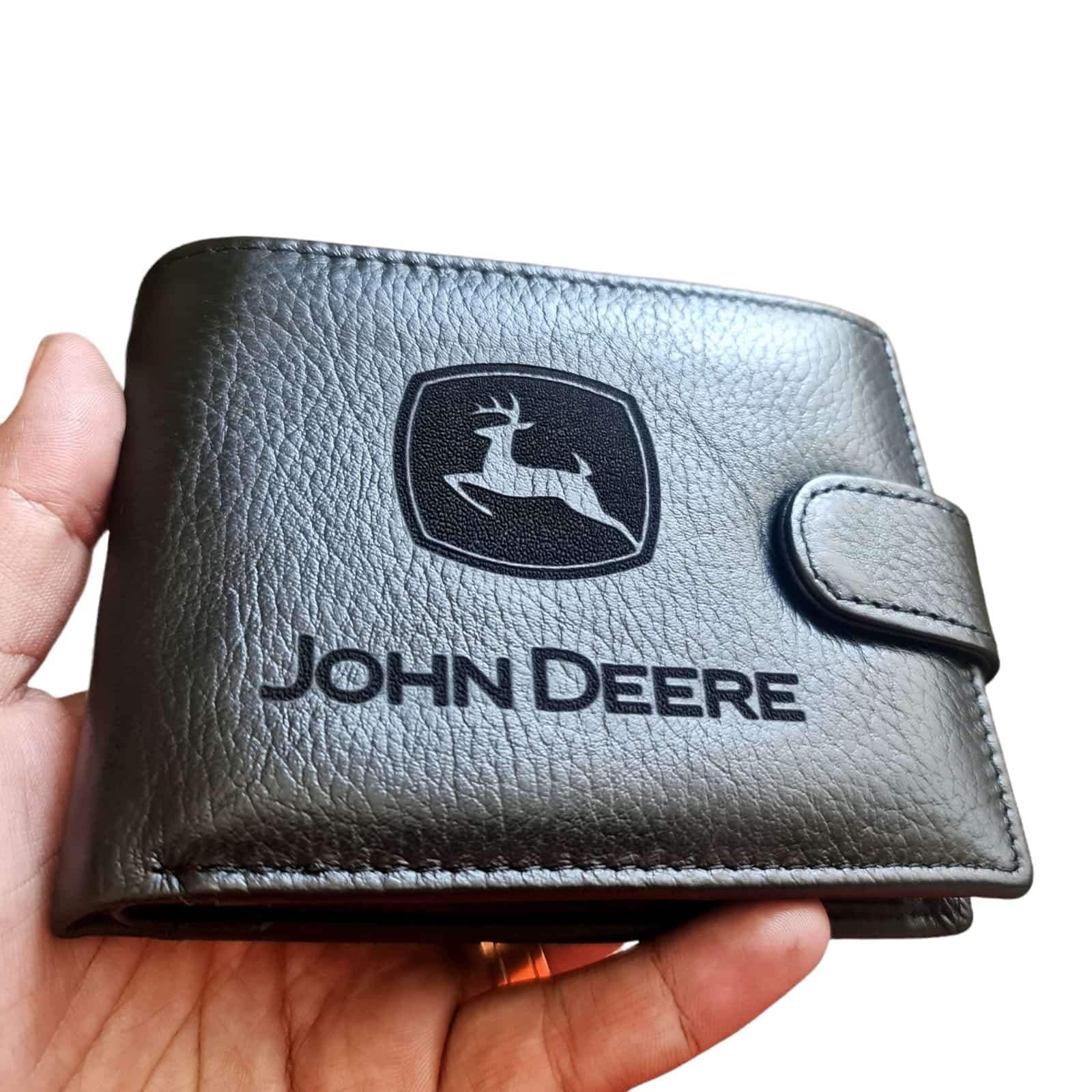 Portofel Personalizat 'John Deere', barbati, piele naturala , maro