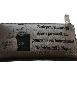 Portofel Personalizat 'Pentru lume esti doar o persoana 2', dama, piele naturala, maro