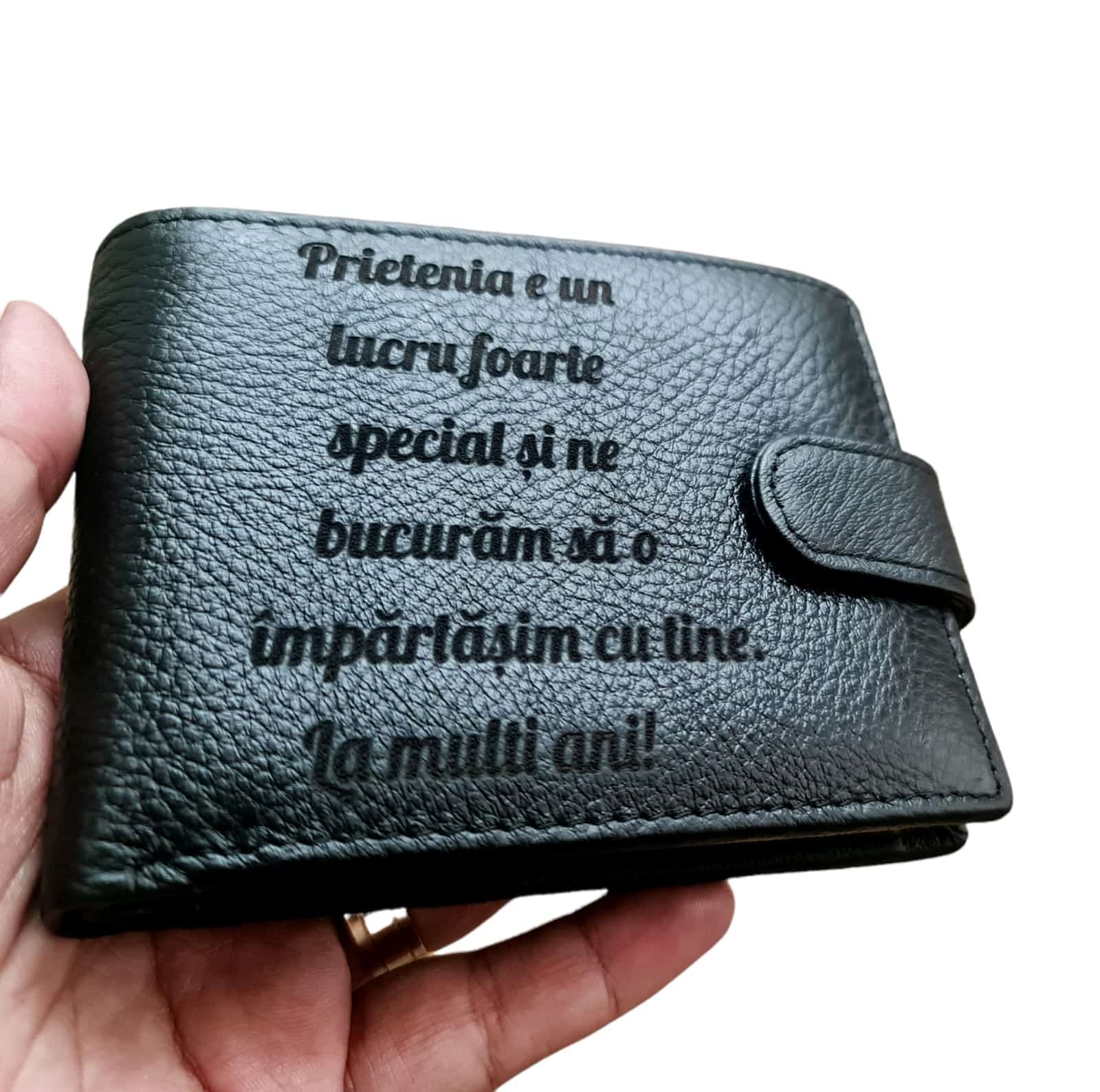Portofel Personalizat 'Prietenia este un lucru foarte special', barbati, piele naturala , negru