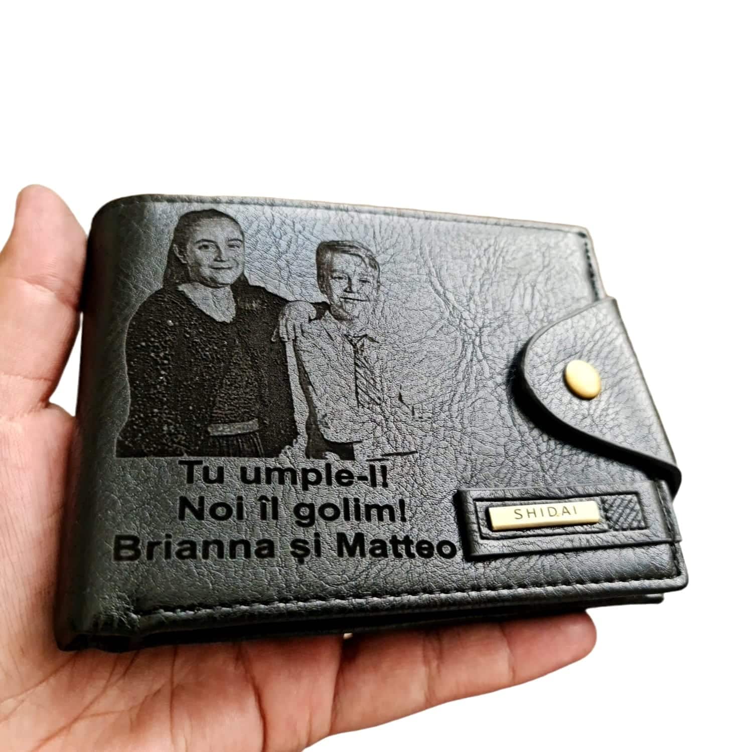 Portofel Personalizat 'Tu umple-l 2', barbati, piele , cu capsa, negru