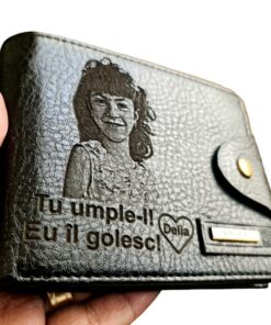Portofel Personalizat 'Tu umple-l 3', barbati, piele , cu capsa, negru