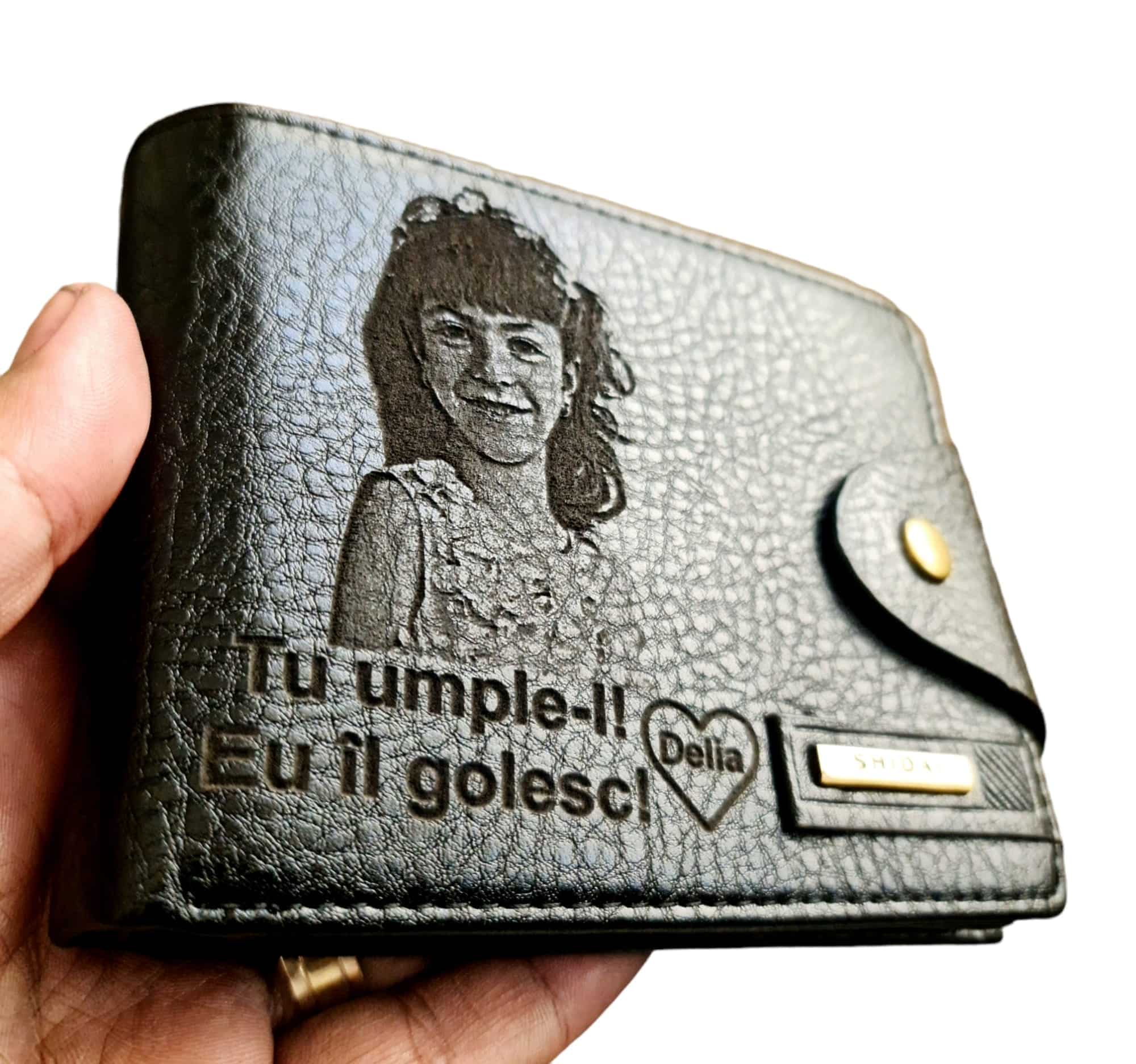 Portofel Personalizat 'Tu umple-l 3', barbati, piele , cu capsa, negru