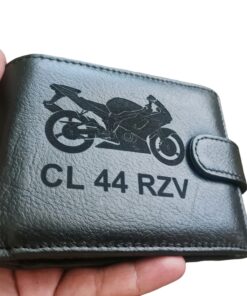 Portofel Personalizat cu numar moto rzv, barbati, piele naturala , negru